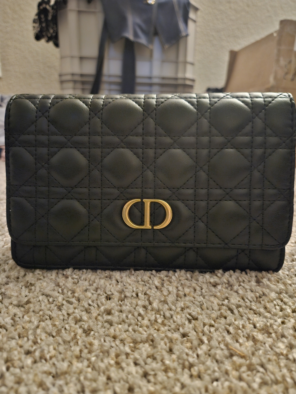 Dior Black Quilted Leather Clutch with Gold CD Accent - Picture 2 of 5